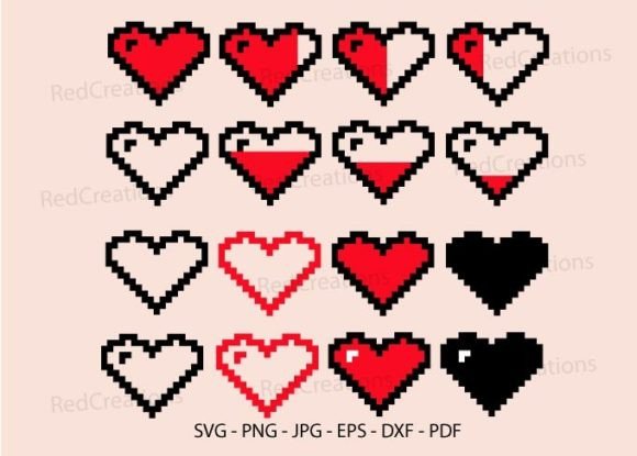 The Pixel Health Hearts SVG Bundle: A Digital Asset for Gaming and DIY Craft